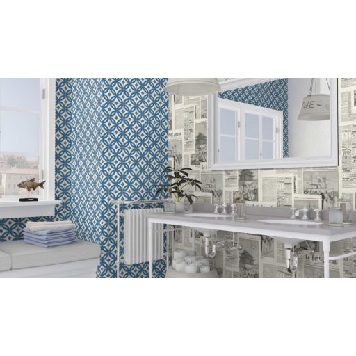 Rasch Crispy Paper 524703 Natur fotorealisztikus antik csempeminta krém bézs kék tapéta