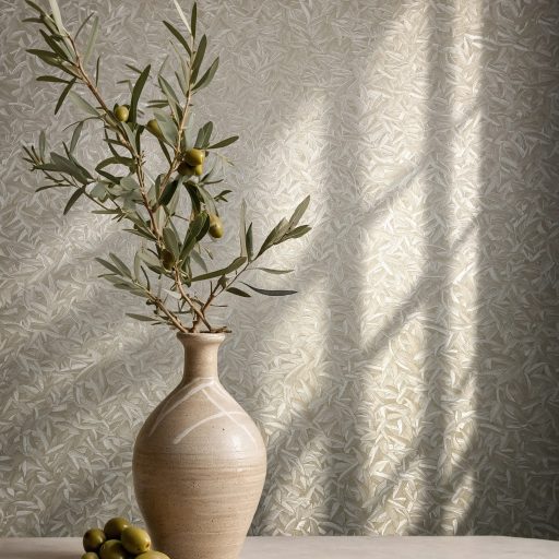 Marburg Glööckler 52505 Finoman rajzolt levélmintázat és organikus formák krém bézs és bézsarany tónus fémes hatás tapéta