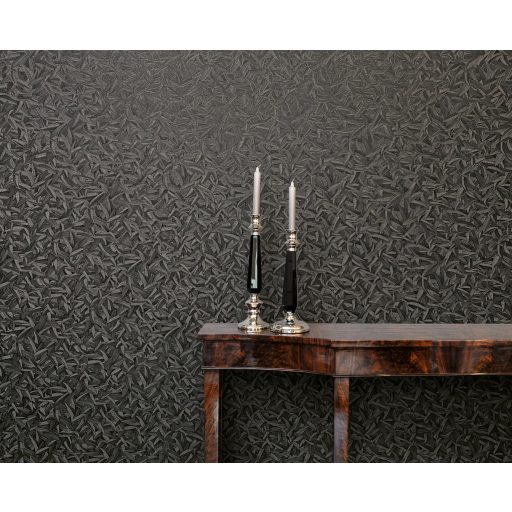 Marburg Glööckler 52507 Finom levélminták és organikus formák mintája sötétszürke fekete és ezüst tónus tapéta