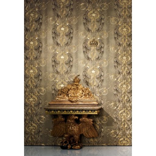 Marburg Glööckler 52540 Angyalszárnyakon jön a fenséges barokk pompa kompozíció meleg barna és arany-bronz tónus tapéta