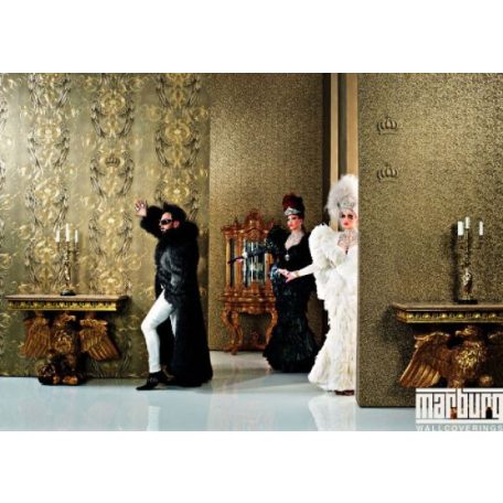 Marburg Glööckler 52555 Igazi ékszerdoboz! Finom levelek természetes ritmusban meleg szürke hűvös kék és arany tónus tapéta