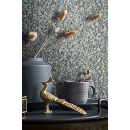 Marburg Glööckler 52555 Igazi ékszerdoboz! Finom levelek természetes ritmusban meleg szürke hűvös kék és arany tónus tapéta