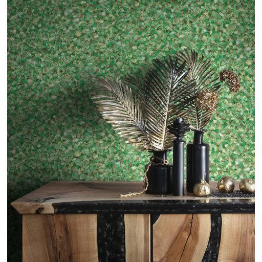 Marburg Glööckler 52559 Igazi ékszerdoboz! Finom levelek természetes ritmusban smarasgdzöld vibráló zöld és arany tónus tapéta