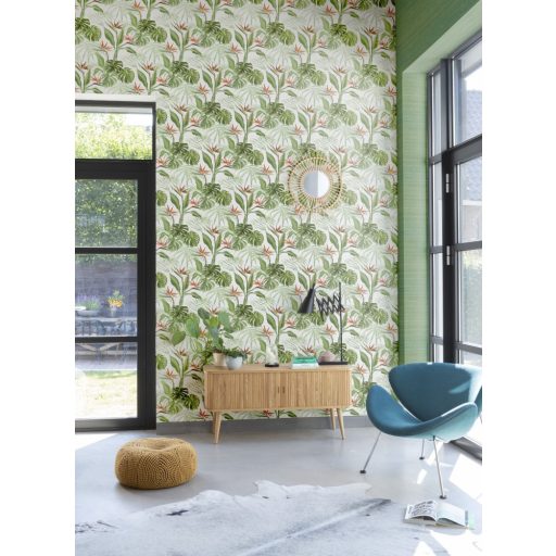 Rasch Mandalay 528862  strukturált finom textil egyszínű gazdag zöld tapéta