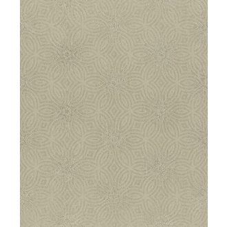   Rasch Berlin 530537 Grafikus díszítőminta körök körívek csillogó szemcsézetű csillagmotívum zöldes bézs arany tapéta