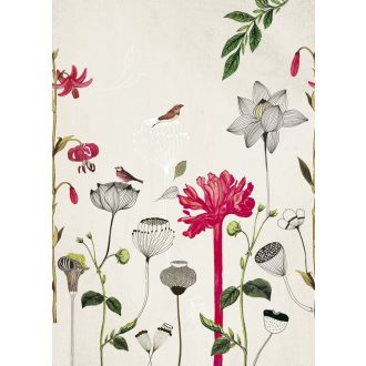   Rasch Most Fabulous 532029 természeti kép virágok madarak fehér szines falpanel