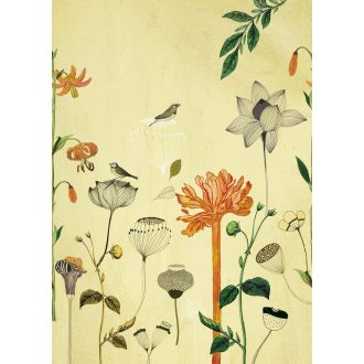   Rasch Most Fabulous 532036 természeti kép virágok madarak sárga szines falpanel