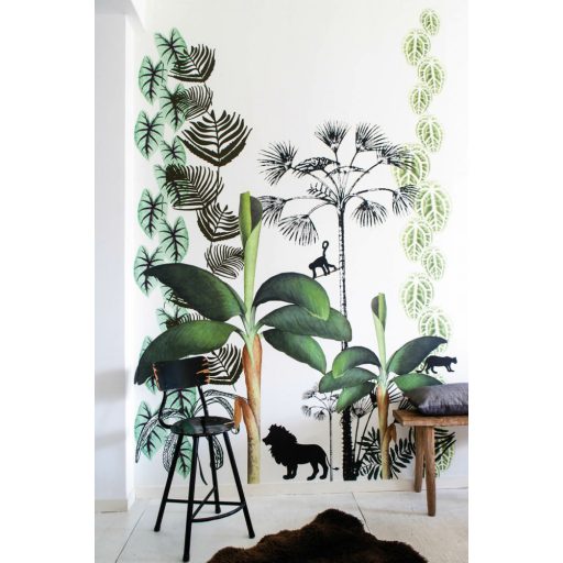 Rasch Studio Onszelf Stories 532067 Gyerekszobai JUNGLE FEVER trópusi dzsungel fehér zöld fekete falpanel