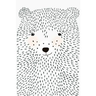   Rasch Studio Onszelf Stories 532074 Gyerekszobai varázslatos megjelenítésű medvefej fehér fekete falpanel