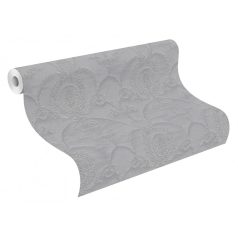   Francia rokokó design csillogó szatén felülettel szürke ezüst tapéta