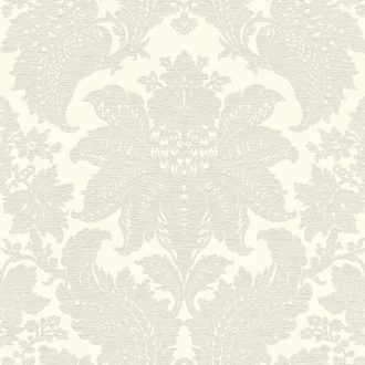   Rasch Trianon XII, 532715 klasszikus nagyléptékű barokk díszítőminta ó-fehér szürkésbézs tapéta