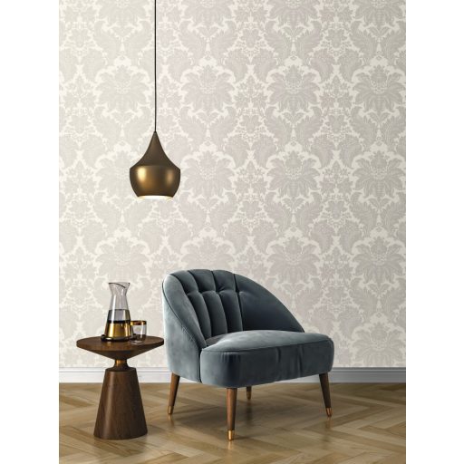 Rasch Trianon XII, 532715 klasszikus nagyléptékű barokk díszítőminta ó-fehér szürkésbézs tapéta