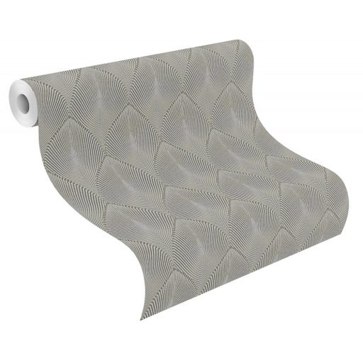 Rasch Yucatan 535853  Geometrikus egyedi rombuszminta 3D ezüst arany szürke enyhe felületi csillogás tapéta