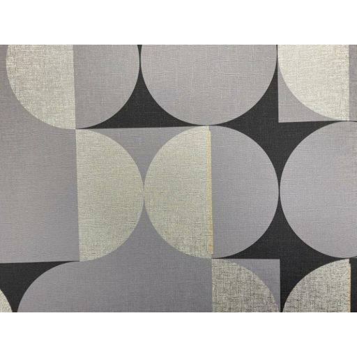 Geometrikus retro körökkel kialakított díszítőminta fekete szürke ezüst arany tapéta