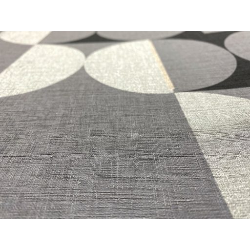 Geometrikus retro körökkel kialakított díszítőminta fekete szürke ezüst arany tapéta