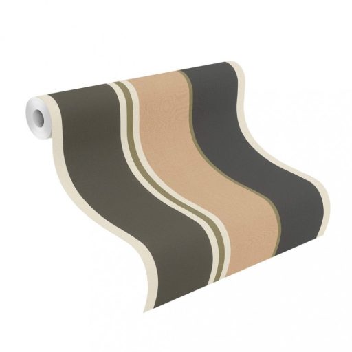 Rasch Club Botanique 539042  Csíkos krémfehér bézsarany antracit fényes zöldarany tapéta