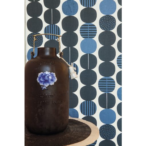 Rasch Amazing 539745 Grafikus Láncreakció! kézzel festett körök egymás után sorakoznak fehér antracit kék sötétkék tapéta