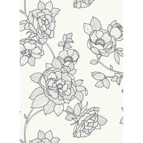 Erismann Black and White/Emma 5403-10 virágos fehér szürke fekete tapéta