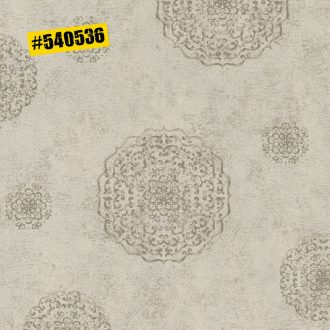   Rasch #ROCKENROLLE 540536 Neoklasszikus Vintage barokk mintázat meleg szürkésbézs ezüst fémes hatás tapéta