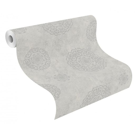 Rasch #ROCKENROLLE 540543  Neoklasszikus Vintage barokk mintázat világos szürke ezüst fémes hatás tapéta