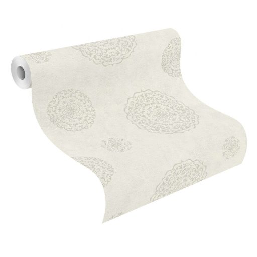 Rasch #ROCKENROLLE 540550  Neoklasszikus Vintage barokk mintázat törtfehér ezüst fémes hatás tapéta