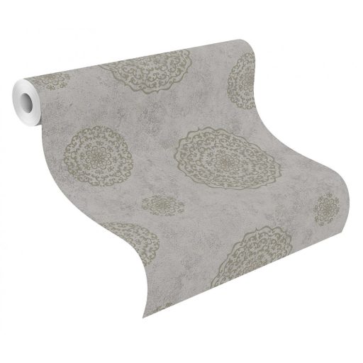 Rasch #ROCKENROLLE 540567  Neoklasszikus Vintage barokk mintázat meleg szürke ezüst fémes hatás tapéta