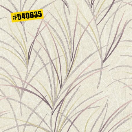 Rasch #ROCKENROLLE 540635 Natur fűmintázat fehér karamell arany rózsaszín és padlizsánlila árnyalatok enyhe fémes csillogás tapéta