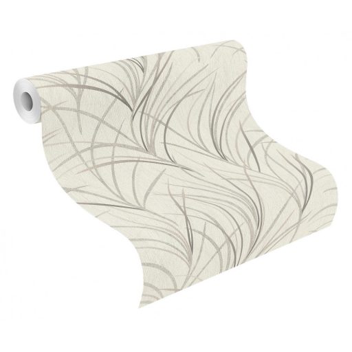 Rasch #ROCKENROLLE 540642  Natur fűmintázat fehér krémszín rózsaszín padlizsán ezüst enyhe fémes csillogás tapéta