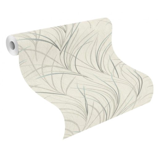 Rasch #ROCKENROLLE 540659  Natur fűmintázat világos karamell zöld árnyalatok ezüst antracit enyhe fémes csillogás tapéta