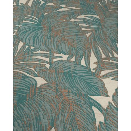 Eriemann Hacienda 5410-19 trópusi dzsungel levelek bézs türkiz rézszín tapéta