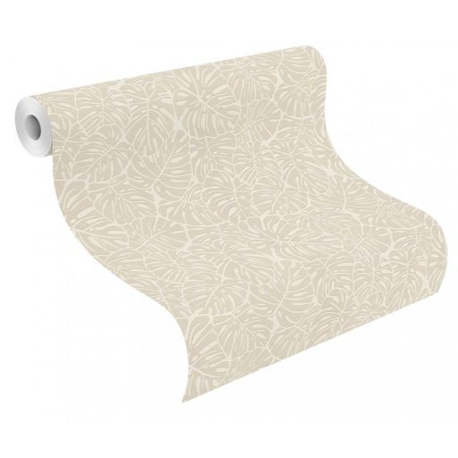 Rasch #ROCKENROLLE 541533 Natur botanikus könnyezőpálma stilizált levelei krém bézs fémes hatás tapéta