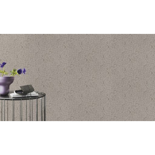 Rasch #ROCKENROLLE 541557  Natur botanikus könnyezőpálma stilizált levelei bézs szürkésbézs tapéta