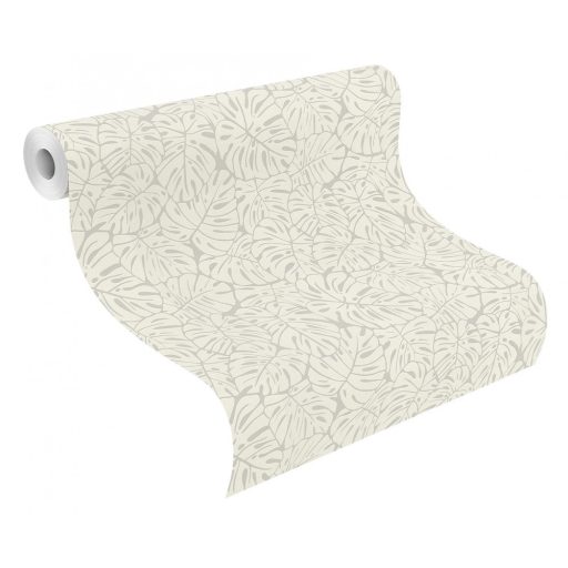 Rasch #ROCKENROLLE 541564  Natur botanikus könnyezőpálma stilizált levelei krém krémszürke tapéta