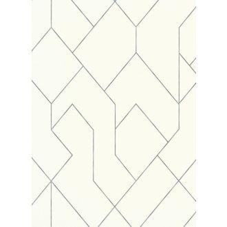   Absztrakt kétszínű csillogó vonalakkal kialakított geometriai minta fehér ezüst és grafit tónus fémes hatás tapéta