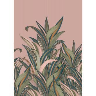   Rasch Amazing 542219 Natur Botanikus Áthatolhatatlan csíkos trópusi levelek rózsaszín szines falpanel
