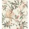 Rasch Poetry II 543315 Natur textil Papagáj virágzó levélágakon törtfehér sötét zsályazöld púderszín barack bézs szürke tapéta