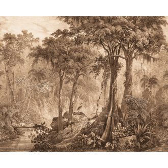   Idilli erdőrészlet - metszet krém barna (szépia) falpanel