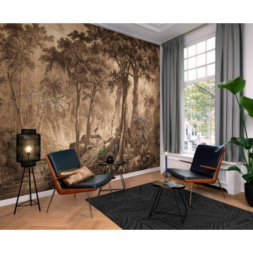 Idilli erdőrészlet - metszet krém barna (szépia) falpanel