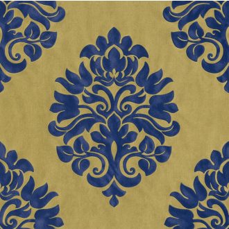   Rasch En Suite 545722 klasszikus nagyformátumú barokk díszítőminta aranysárga kék tapéta