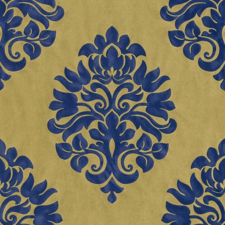Rasch En Suite 545722 klasszikus nagyformátumú barokk díszítőminta aranysárga kék tapéta