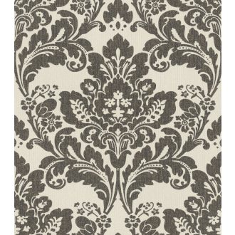   Rasch Poetry II 547337 Klasszikus nyagyformátumú barokk díszítőminta textilstruktúra krém szürkésbarna arany csillámló részecskék tapéta