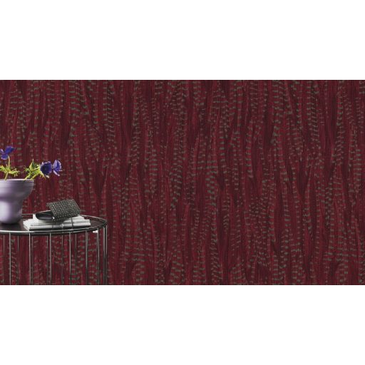 Rasch Highlands 550269  Natur fácántoll mintázat burgundipiros zöldarany tapéta