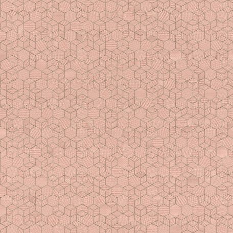 Rasch Highlands 550344  Geometrkius kockák láncolata rózsaszín rosé csillogó arany tapéta