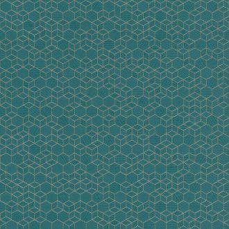   Rasch Highlands 550368  Geometrkius kockák láncolata petrolzöld csillogó arany tapéta