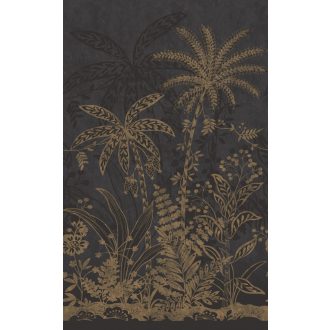   Rasch Salisbury 552058 Trópusi Botanikus kifinomult megjelenés hangulatos pálmafák aljnövényzettel antracit fekete arany falpanel