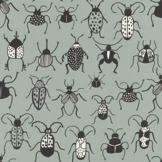   Rasch Studio Onszelf Stories 552973 Gyerekszobai Bogárinvázió vidám bogarak sokasága szürke fekete fehér tapéta