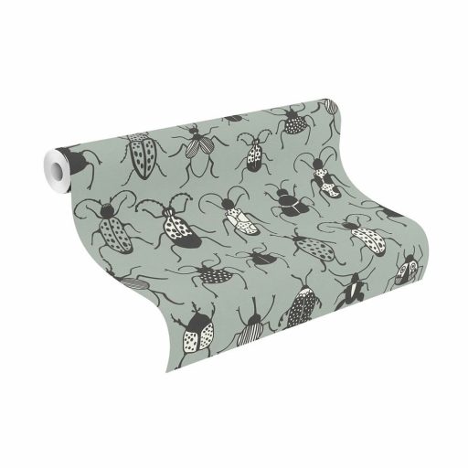 Rasch Studio Onszelf Stories 552973 Gyerekszobai Bogárinvázió vidám bogarak sokasága szürke fekete fehér tapéta