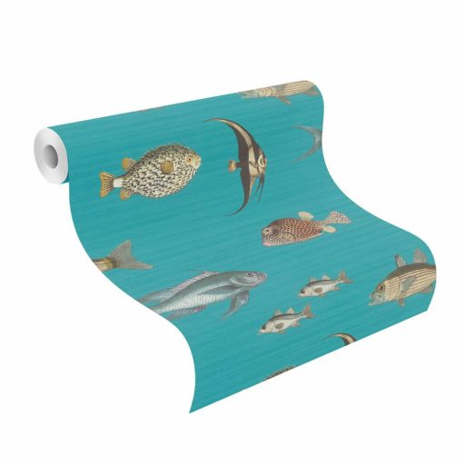 Rasch Studio Onszelf Stories 553536 Gyerekszobai Víz alatti világ! különféle tengeri halak valósághű ábrázolása türkizkék szines tapéta