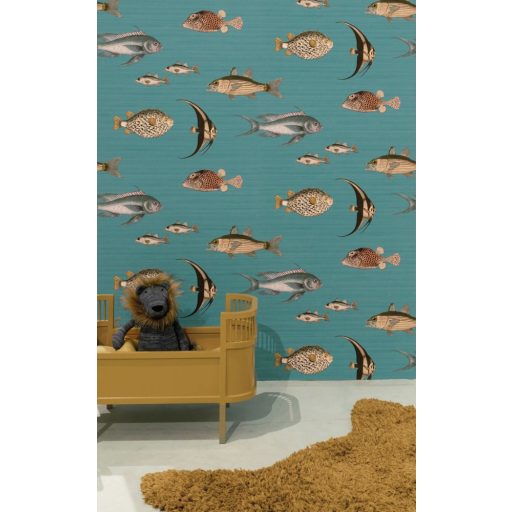 Rasch Studio Onszelf Stories 553536 Gyerekszobai Víz alatti világ! különféle tengeri halak valósághű ábrázolása türkizkék szines tapéta