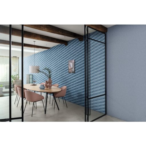 Rasch Composition 554465 Natur Egyszínű textilstruktúra égszínkék ezüst enyhe csillogás tapéta